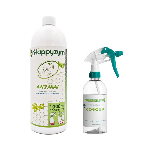 Happyzym Animal Enzymreiniger - starker Tiergeruchs- und Fleckenentferner 1 Liter Konzentrat